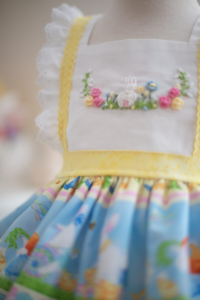 Easter Bunny Embroidery for Bunny Lane Girls Dress by Kinder Kouture